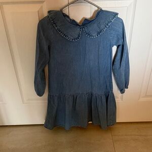 H&M Kids Blue Denim Dress with Ruffled Collar